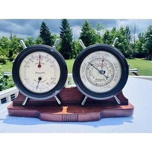 VTG Airguide Nautical Ship Wheel Weather Station Thermometer Humidity Barometer